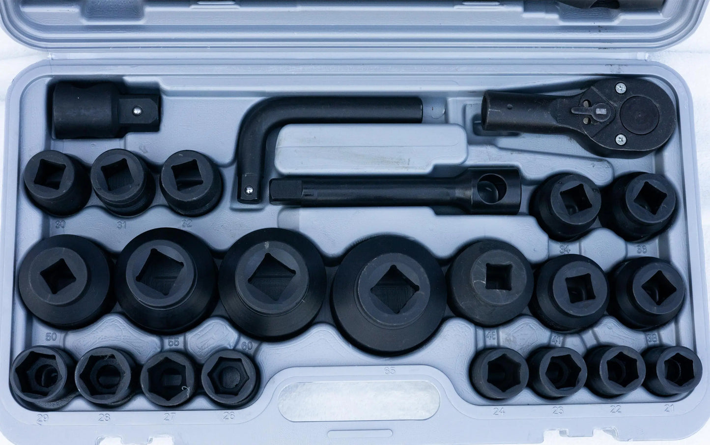 Krachtdoppen IMPACT SOCKET SET 26-delig 21-50 Onderkant case Revotools