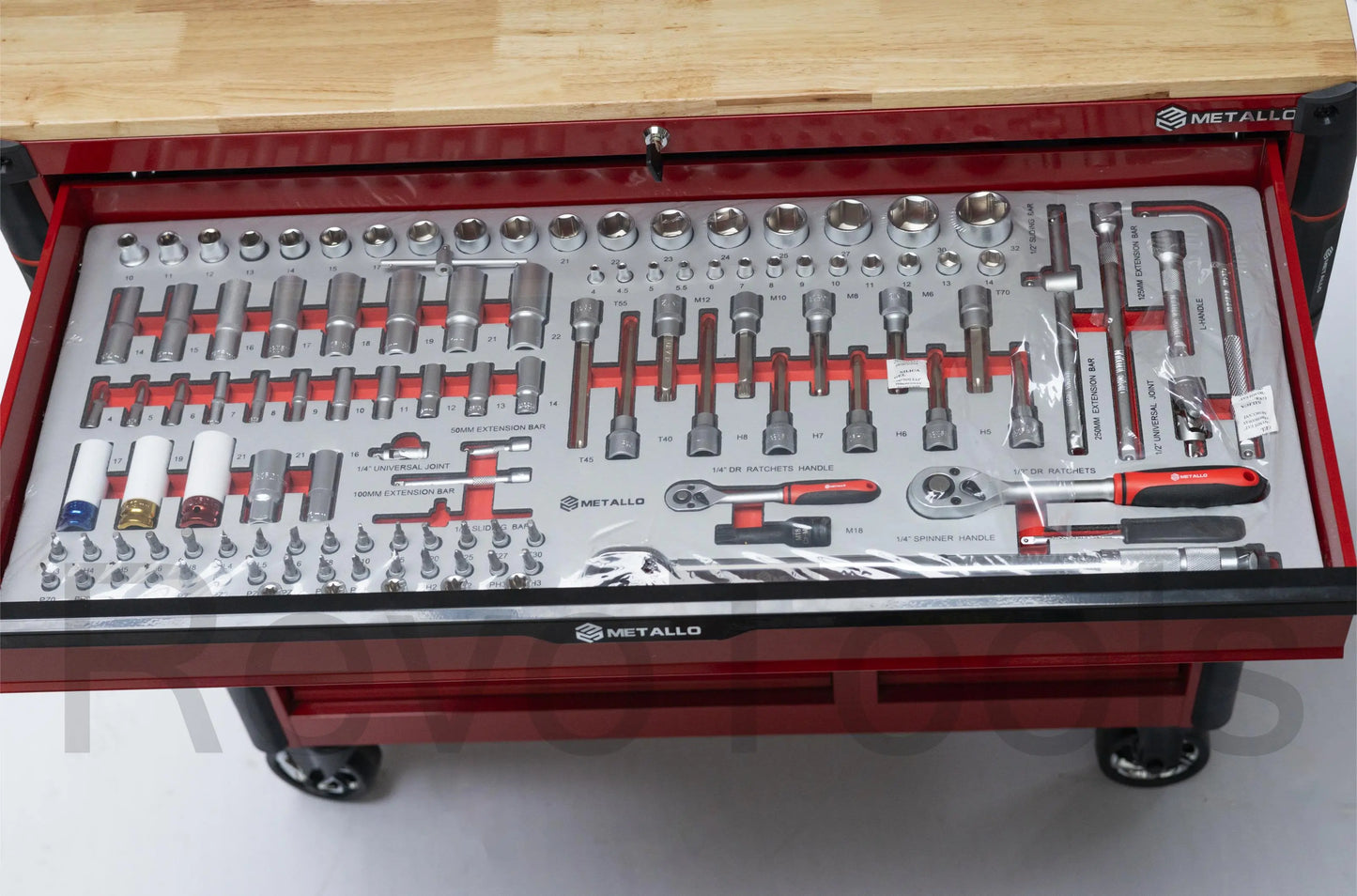 Metallo Gereedschapswagen Werkbank met 13 Lades – 470-delig Chrome Vanadium Gereedschap Revotools