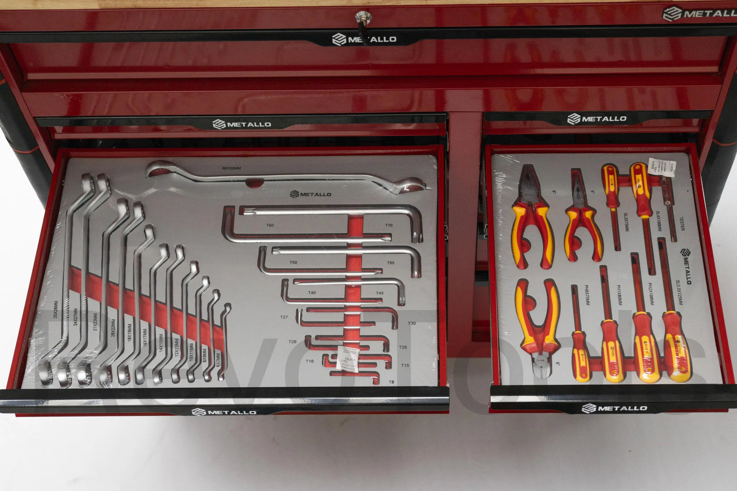 Metallo Gereedschapswagen Werkbank met 13 Lades – 470-delig Chrome Vanadium Gereedschap Revotools