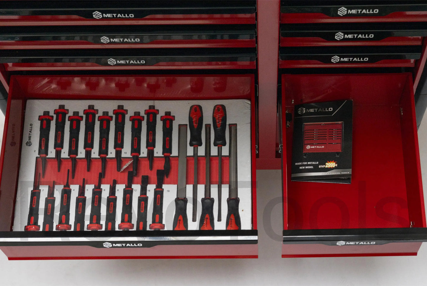 Metallo Gereedschapswagen Werkbank met 13 Lades – 470-delig Chrome Vanadium Gereedschap Revotools