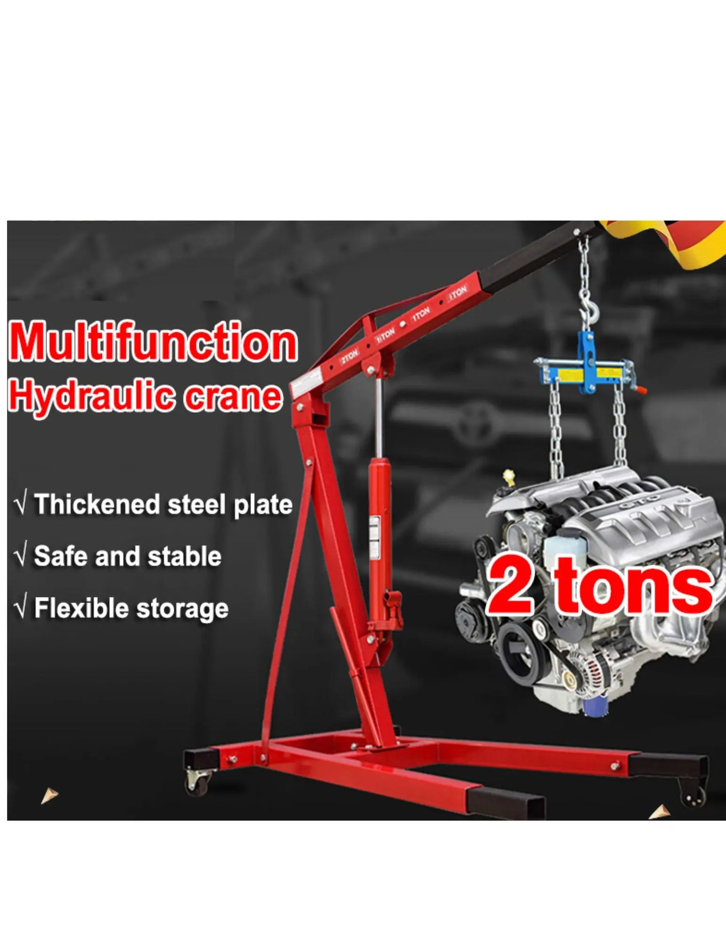 Motortakel / werkplaatskraan 2 ton Opvouwbaar Revotools