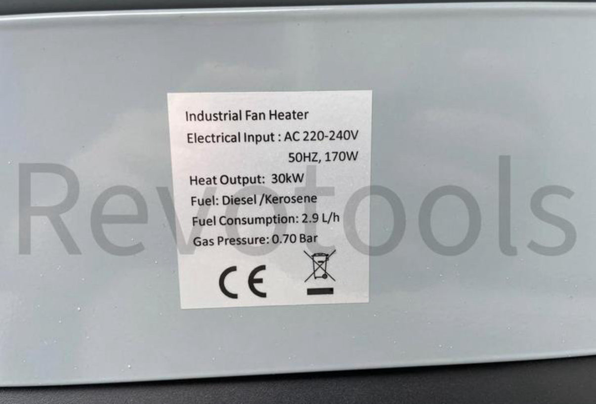 Apex Diesel Heater 30kW – Professionele Diesel Heteluchtkachel voor Grote Ruimtes (750 m³) Revotools