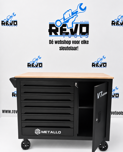 Metallo V7 Edition Gevulde Gereedschapswagen – 7 Laden gevuld met Houten Werkblad