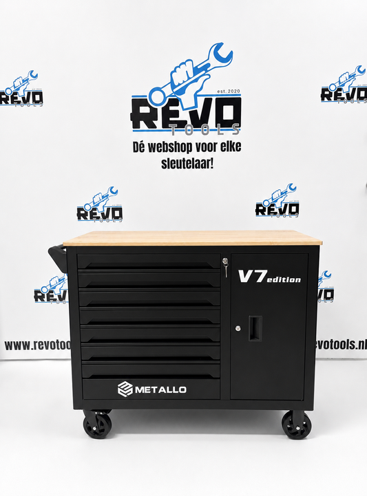 Metallo V7 Edition Gevulde Gereedschapswagen – 7 Laden gevuld met Houten Werkblad