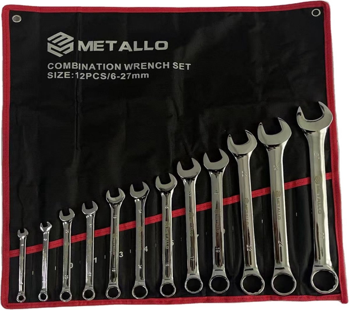 Metallo steek-ringsleutelset 12-delig 6 t/m 27 mm – complete combinatiesleutelset