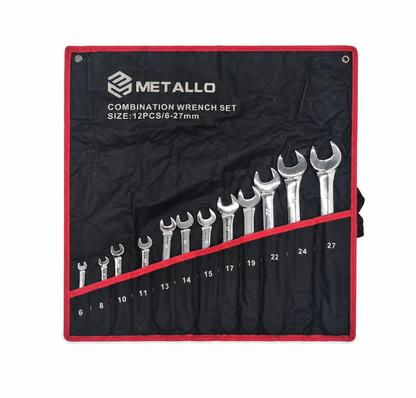 Metallo steek-ringsleutelset 12-delig 6 t/m 27 mm – complete combinatiesleutelset