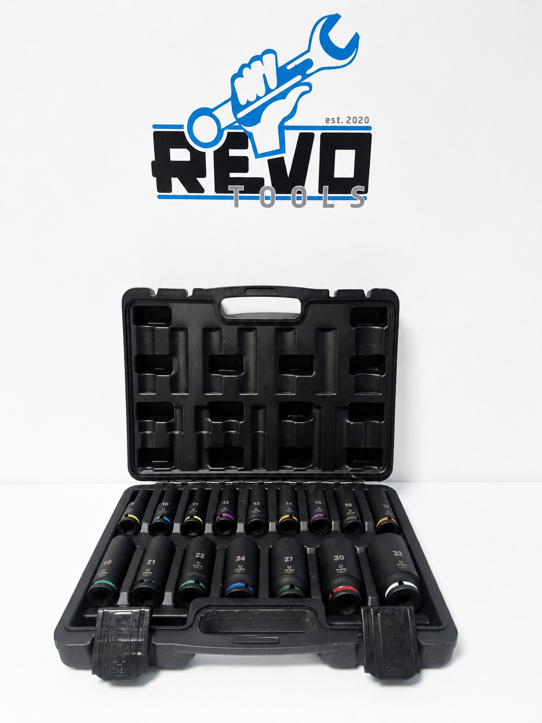 F Tools FT1004 slagdoppenset 1/2" lang 16-delig – professionele impact kracht doppen 8 t/m 32 mm