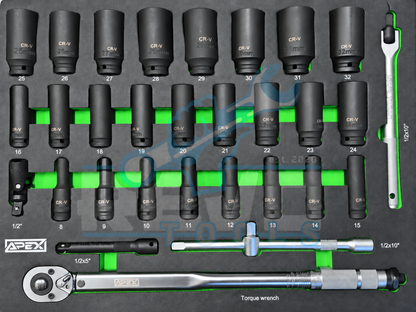 Gevulde Gereedschapswagen APEX AX7 Pro - 310-delig | 7 Laden