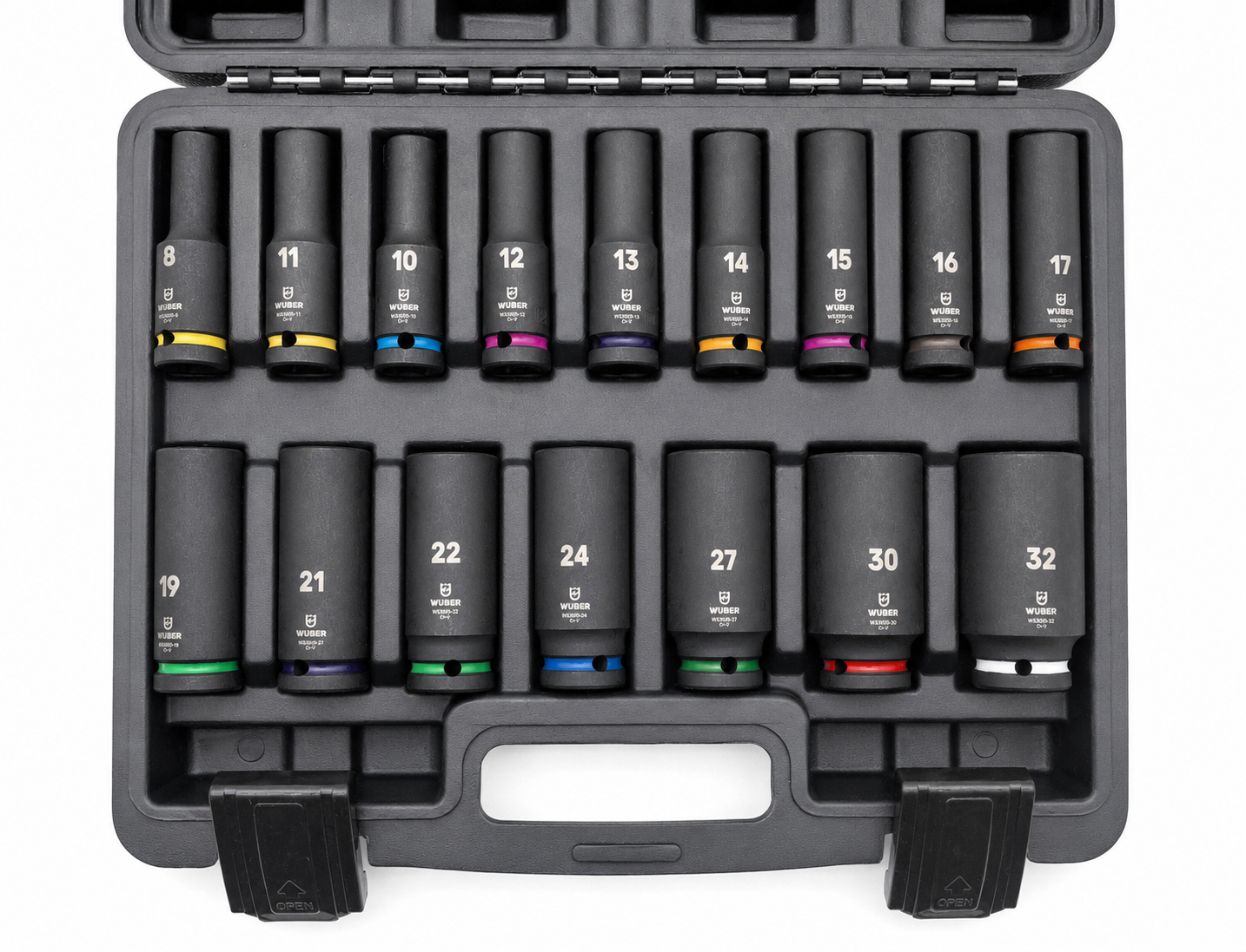 F Tools FT1004 slagdoppenset 1/2" lang 16-delig – professionele impact kracht doppen 8 t/m 32 mm