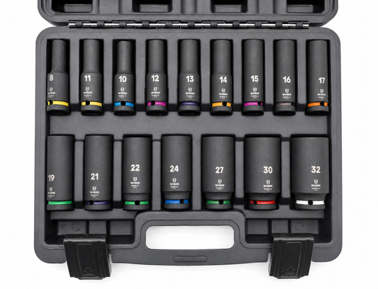 F Tools FT1004 slagdoppenset 1/2" lang 16-delig – professionele impact kracht doppen 8 t/m 32 mm