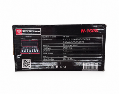 Widmann 16-delige doppenset in metalen koffer